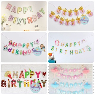 Dây chữ Happy birthday nhiều mẫu cho bé gái - BiBo baby