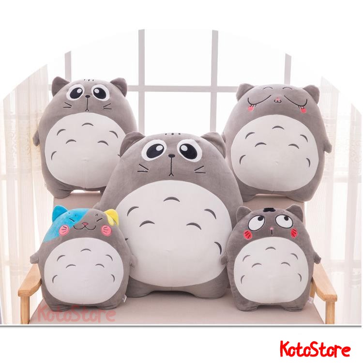 Gấu Bông Totoro Bụng Tròn Dễ Thương - Thú Nhồi Bông Totoro Nhiều Biểu Cảm, Chất Liệu Bông 3D Đàn Hồi - Size 40cm