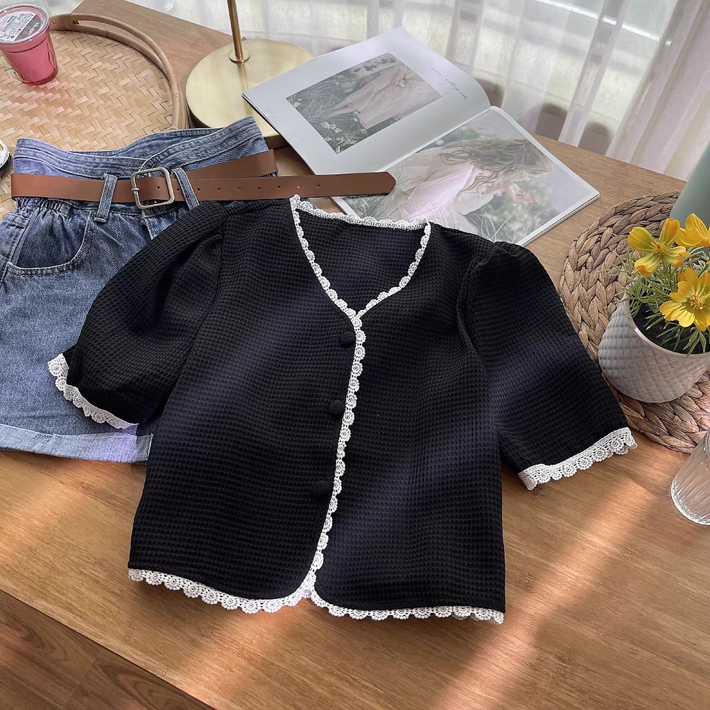 ÁO SƠ MI XỐP Ô VUÔNG 2 MÀU VIỀN REN. BIGSIZE 50KG -> 90KLG