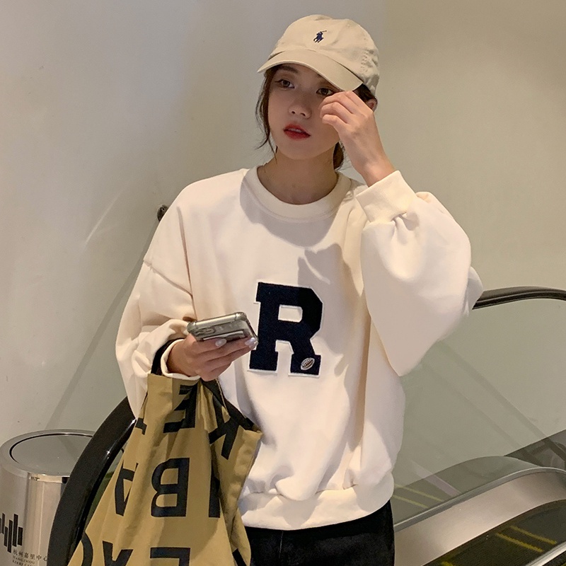 Áo Nỉ Nữ Dài Tay Cổ Tròn Thời Trang Hàn