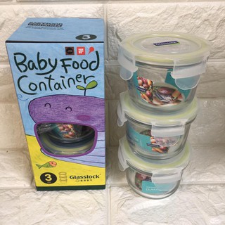 Bộ 3 Hộp Thủy Tinh Tròn Glasslock GL545 (165ml x 3) đựng đồ ăn dặm