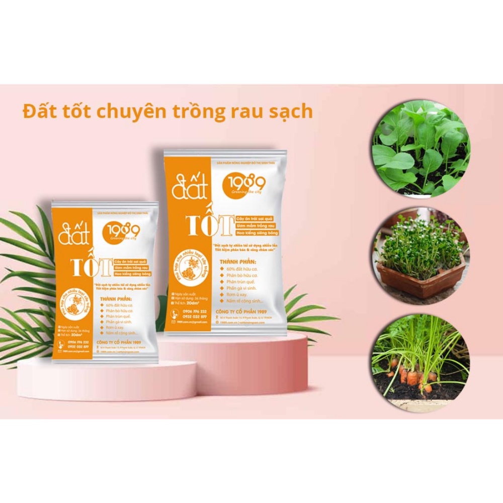 Đất Tốt 1989 Đất Sạch Hữu Cơ Trộn Sẵn Tốt Cho Cây Trồng - Bao 20dm3 (DTY-001-20DM)