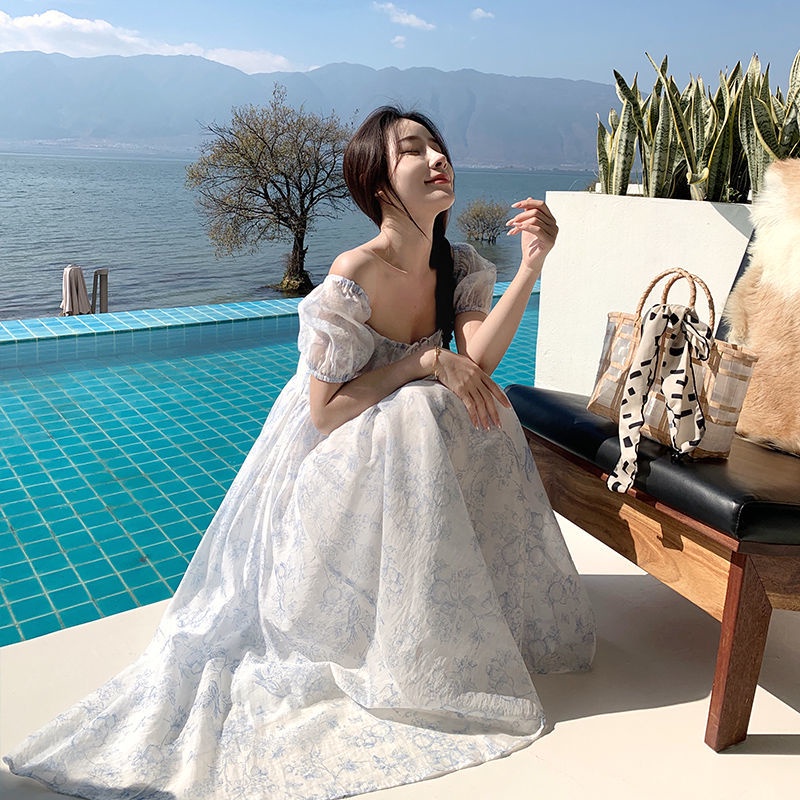 Đầm ngắn tay in hoa ngọt ngào thời trang cao cấp