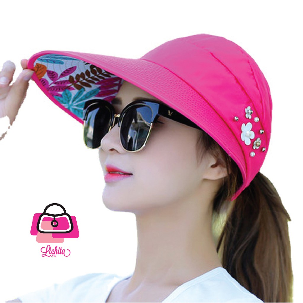 [Hot Trend Hè] Mũ Chống Nắng Hở Chóp Vải Chống Tia UV Nhiều Màu Hồng, Be, Xanh, Đen, Tím, Kaki MCN1-8