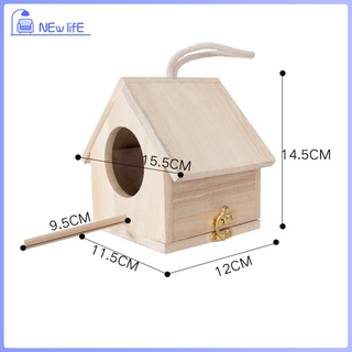 Nhà chim treo có thanh đậu bằng gỗ dành cho vẹt kiểng/chim sẻ thông/chim cổ đỏ