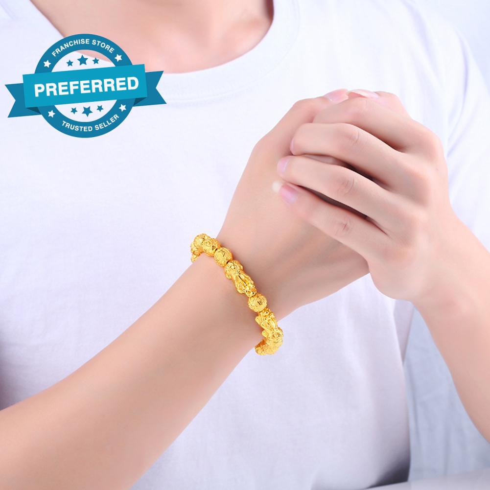 Vòng đeo tay chuỗi hạt đá Obsidian Pixiu B4F7 màu đen may mắn Jewel Z1A7