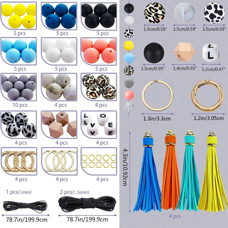 Hạt Silicone Xỏ Dây Tua Rua Làm Trang Sức Thủ Công DIY