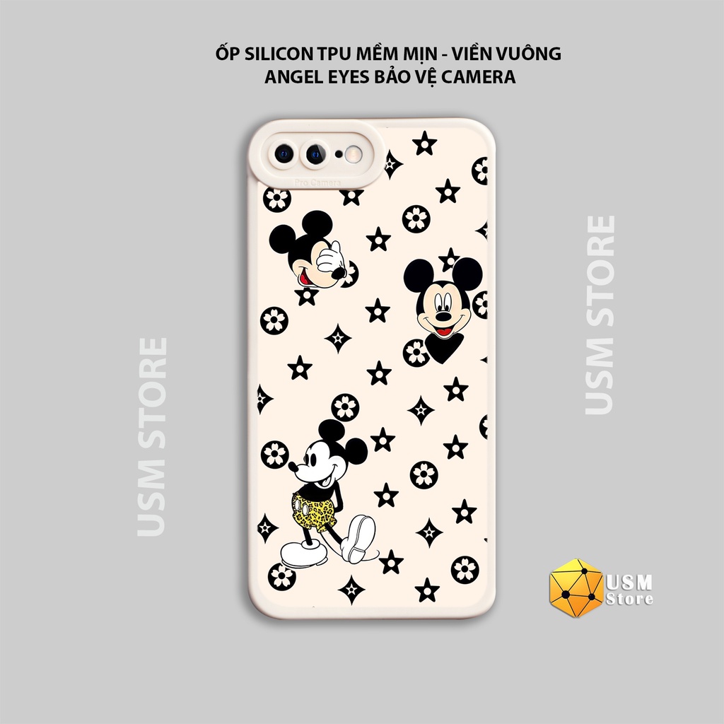 Ốp lưng in họa tiết chuột M.I.C.K.E.Y LV cho  iphone 7 / 7 Plus / 8 / 8 Plus, chất TPU, mắt thiên thần bảo vệ camera