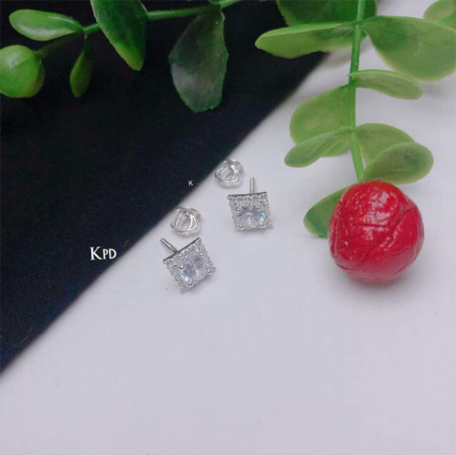 Bông tai bạc chốt xoắn ren