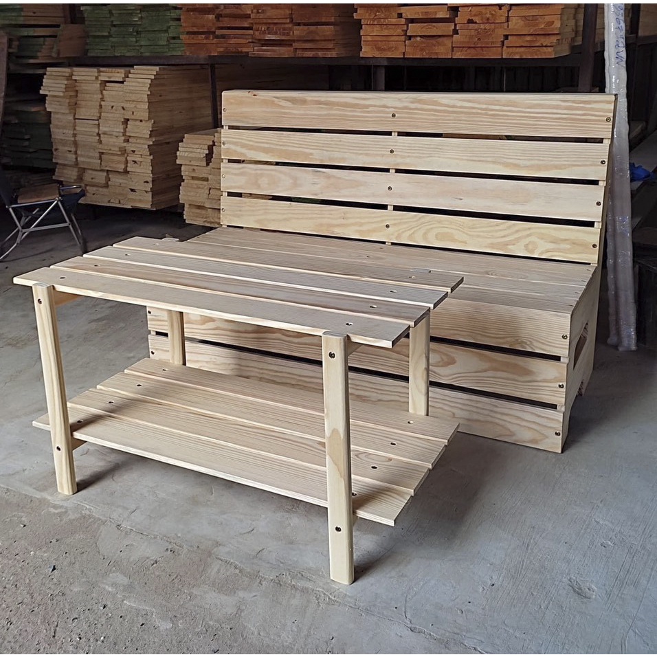 Ghế sofa pallet, Bộ Bàn Ghế Pallet Gỗ Thông - HUY_Decor