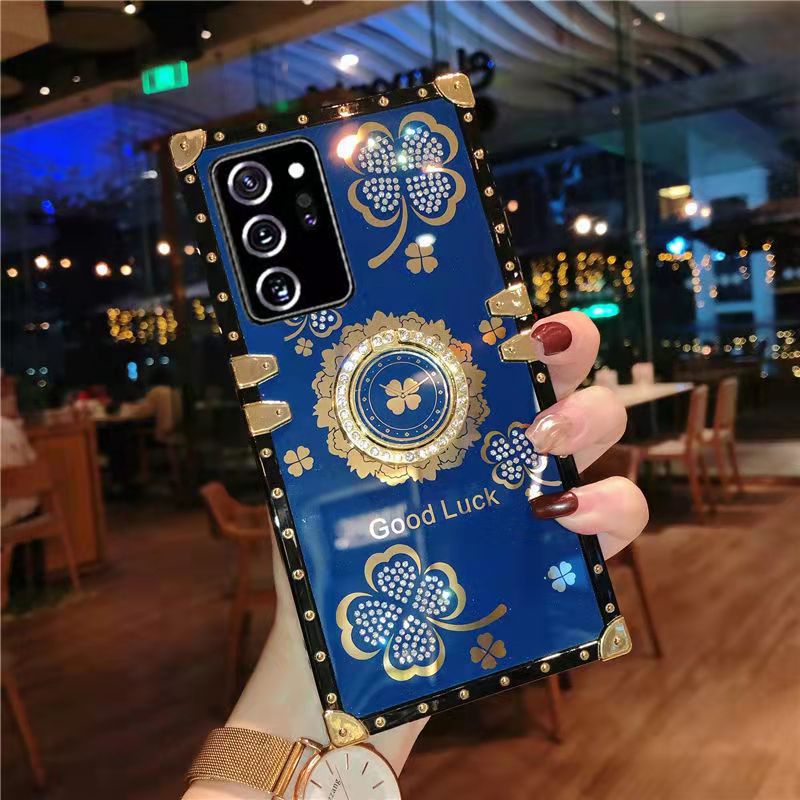 Ốp Điện Thoại Hình Vuông Lấp Lánh Kèm Giá Đỡ Nhẫn Cho Samsung Galaxy A10s A20s A21s A30s A50s A20 A30 A60 A70