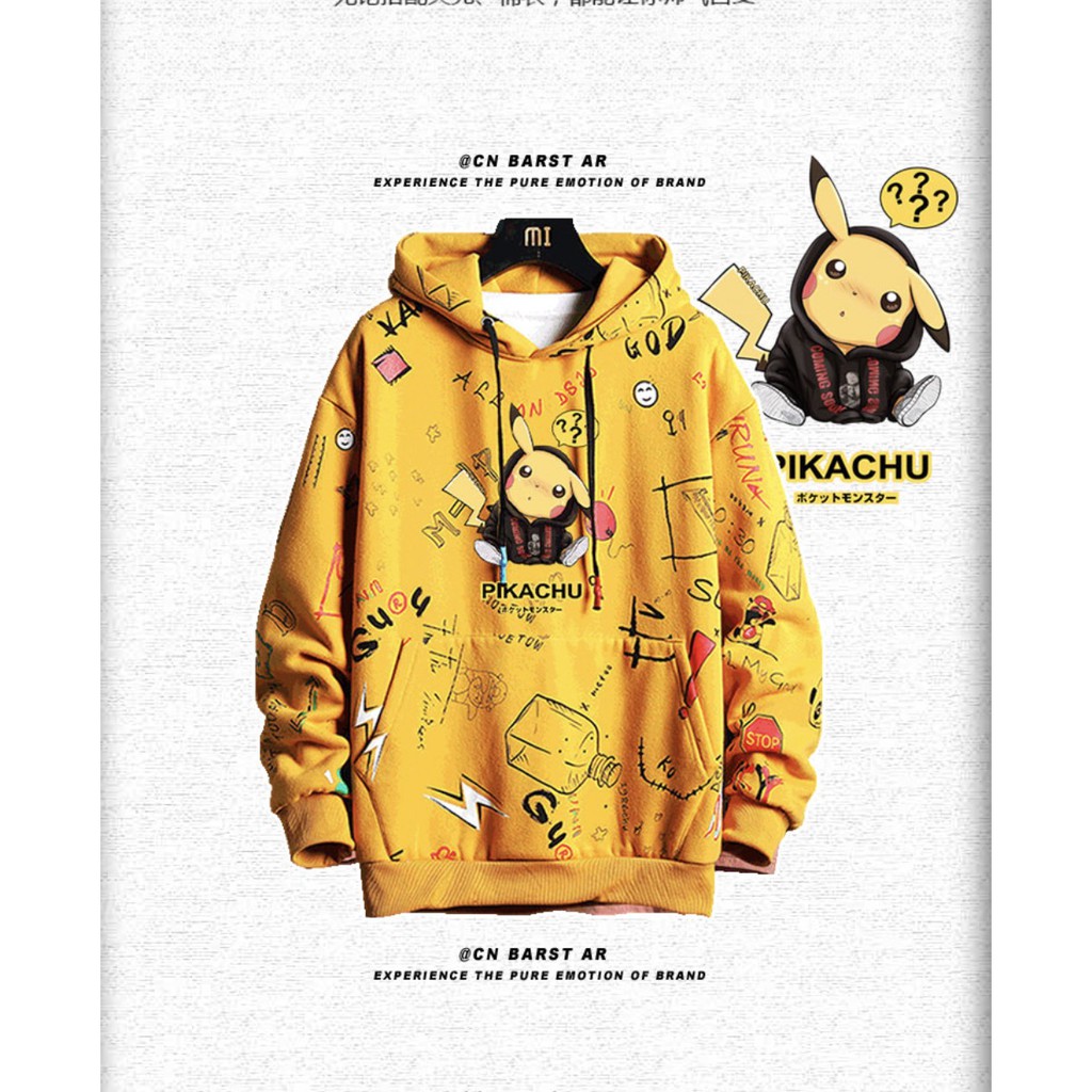 Áo Hoodie pikachu chất nỉ mềm mịn ôm body nam đẹp - HD80