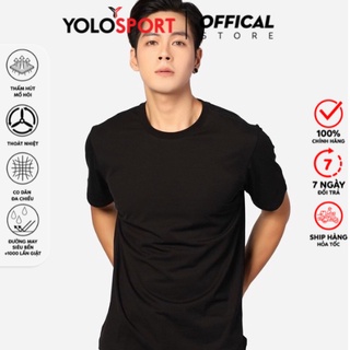 Áo thun nam yolo t-shirt cotton basic đen trơn cổ tròn tay ngắn