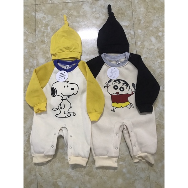 Body dài tay cho bé, nỉ bông ấm in hình họa tiết cute cho bé 4-11kg