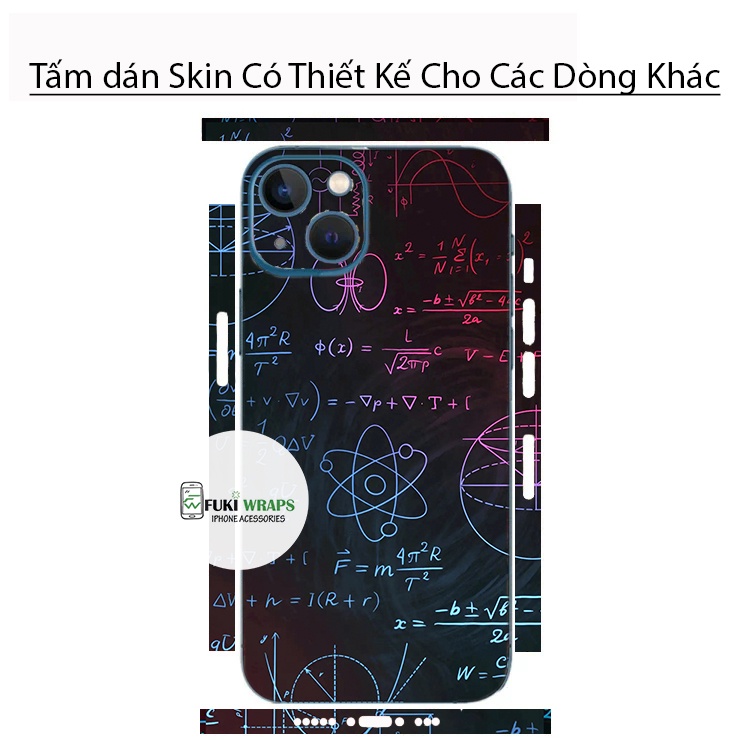 Tấm dán Skin Mặt Sau Toán Học FULL VIỀN Dành Cho 13prm , 12prm , 11prm , x, xsm , ip11 , ip12 , ip13 - FukiShop
