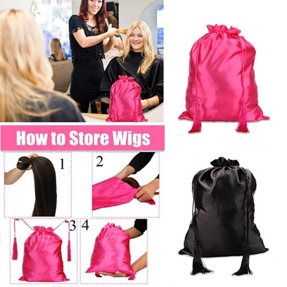 Túi Đựng Tóc Giả Bằng Lụa Satin Cỡ Lớn Màu Sắc Đa Năng