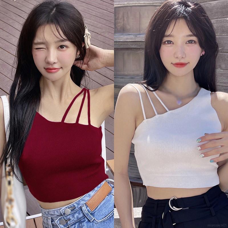 Áo Croptop Dệt Kim Trễ Vai Thiết Kế Màu Trơn Thanh Lịch | BigBuy360 - bigbuy360.vn