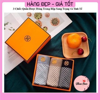 Quần lót nam, quần sịp đùi nam- hộp 3 chiếc boxer nam chữ h hộp cam cao cấp