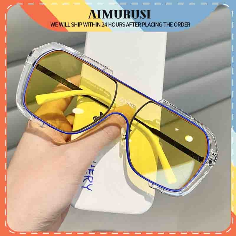 (AIMURUSI) COD Kính Mát Thời Trang Khung Lớn Chống Nắng Bằng Kim Loại Kiểu Phương Tây Cho Nam &amp; Nữ