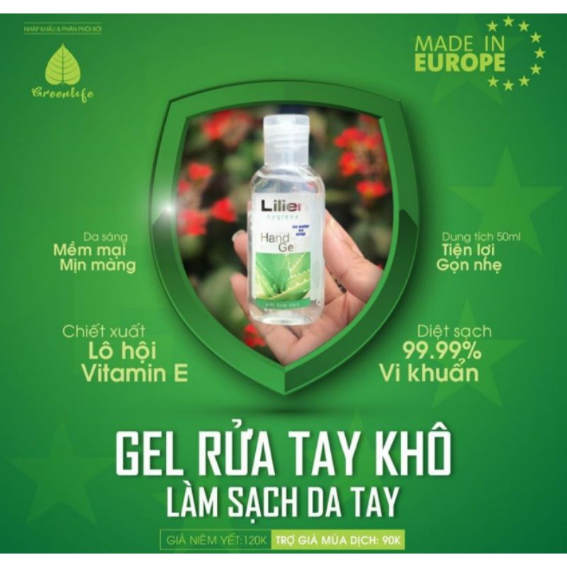 Dung dịch rửa tay khô Lilien từ Green Life | BigBuy360 - bigbuy360.vn