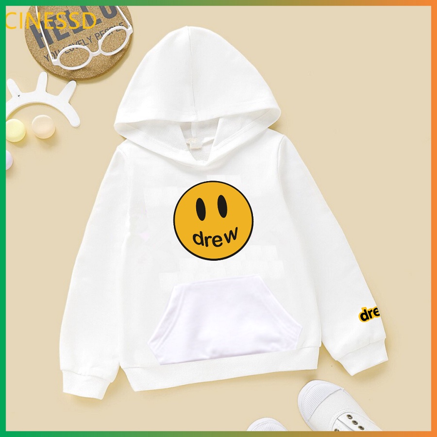 Áo hoodie drew màu trắng chất nỉ bông đủ size cho cả gia đình cực hot