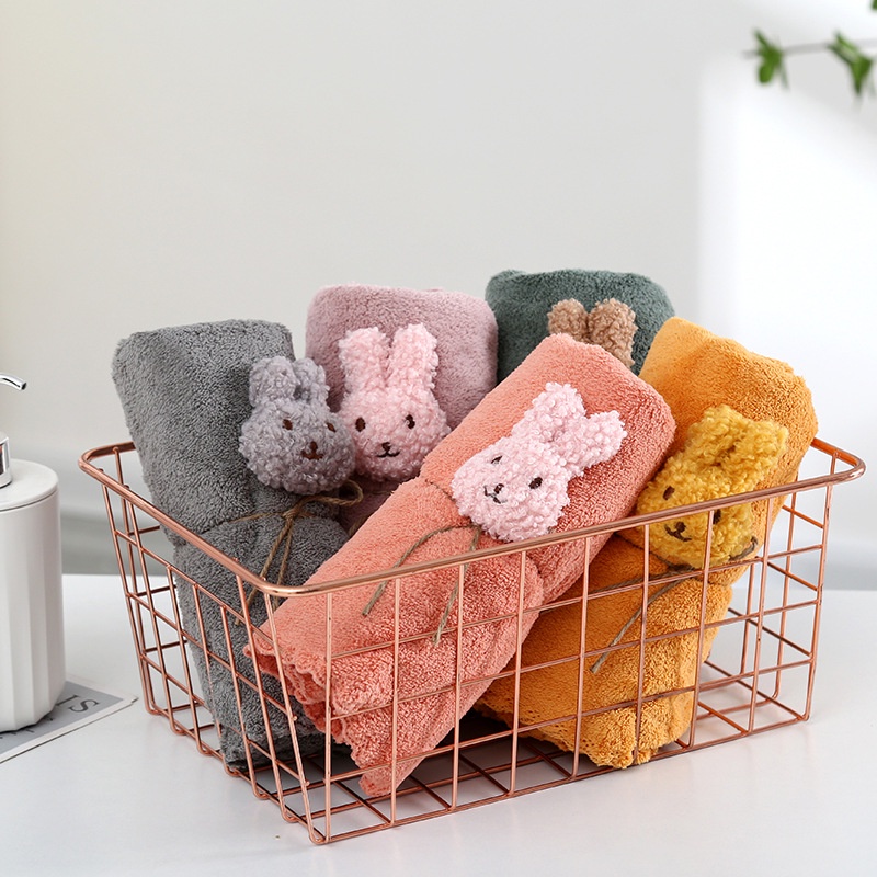 Khăn Tắm Lông Cừu San Hô Hàn Quốc Siêu Thấm Hút May Hình Thú Nghộ Nghĩnh
