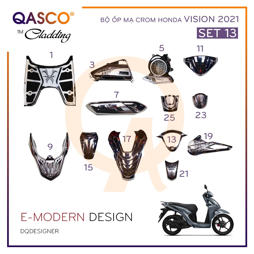 VISION 2021 | ỐP TRANG TRÍ XI MẠ CROM (SET 13 TÙY CHỌN) | QASCO Cladding Design