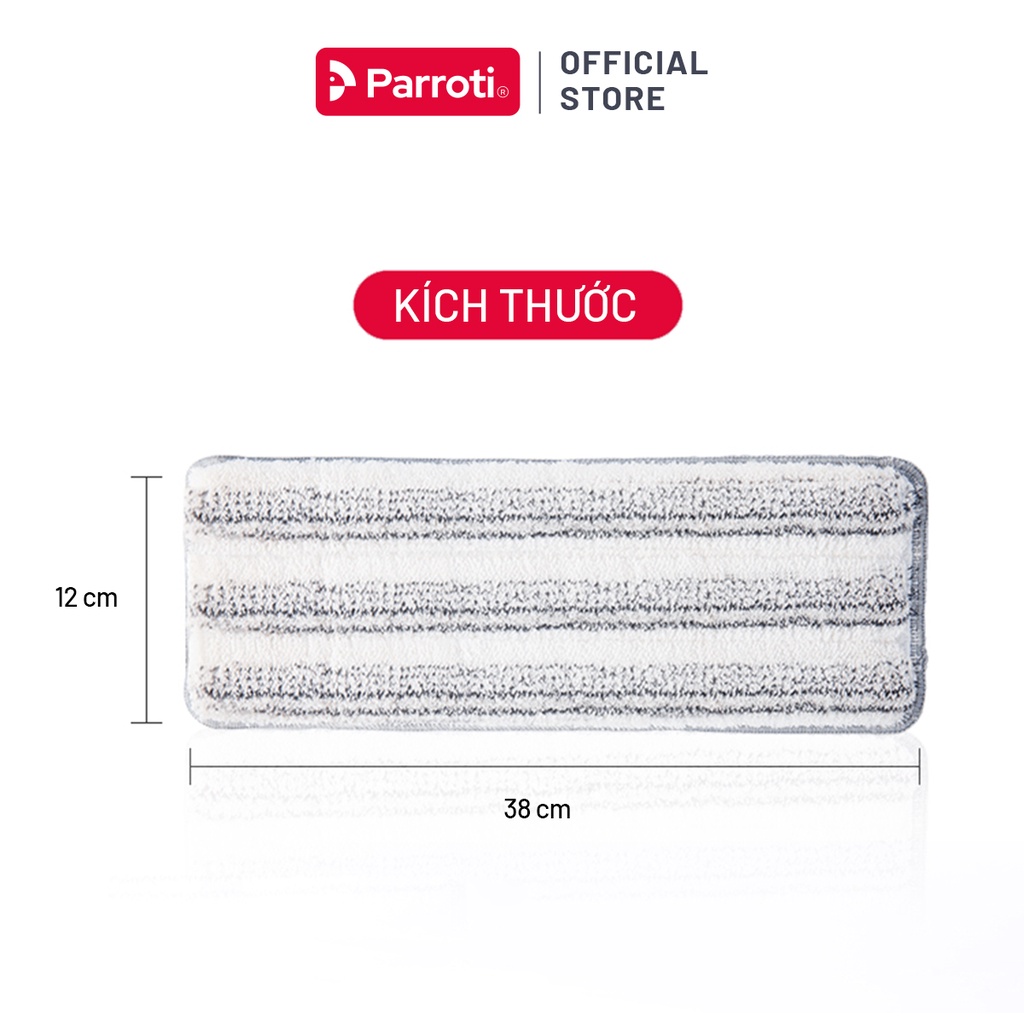 Miếng lau nhà, bông lau microfiber cao cấp 38 x 12cm (2 tấm) - Parroti PAD-PX01