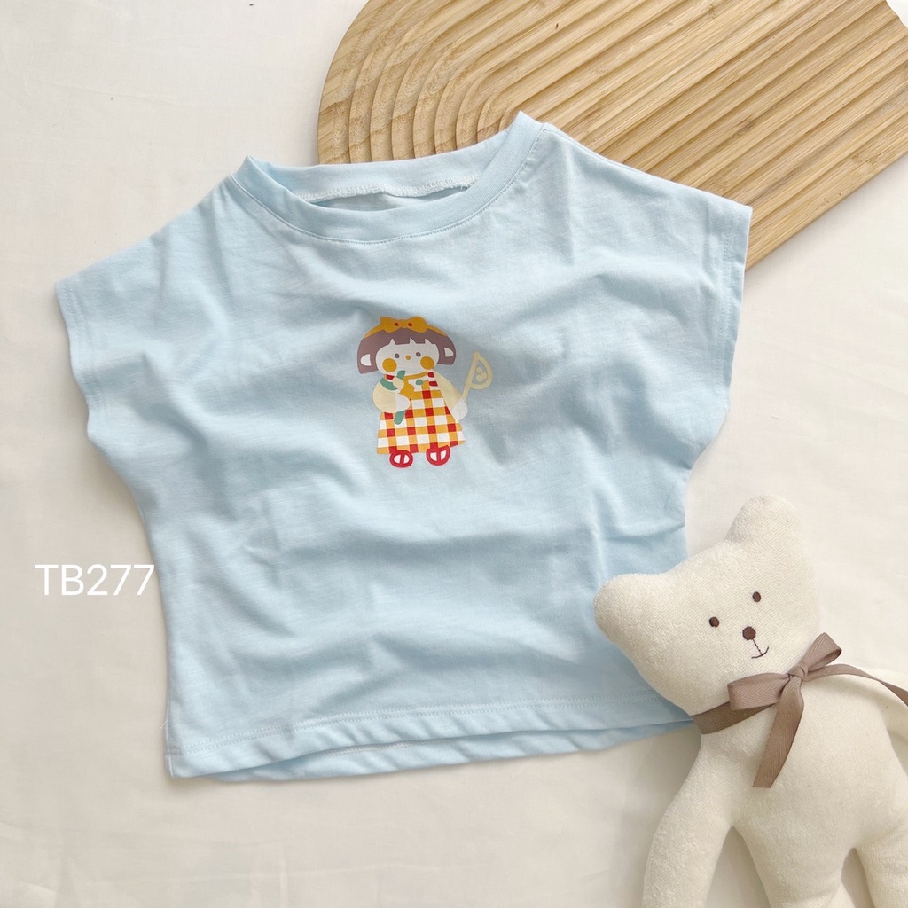 Áo phông cotton cho bé gái in hình cô bé dễ thương, cotton thấm hút mồ hôi tuyệt đối,cách điệu sau áo