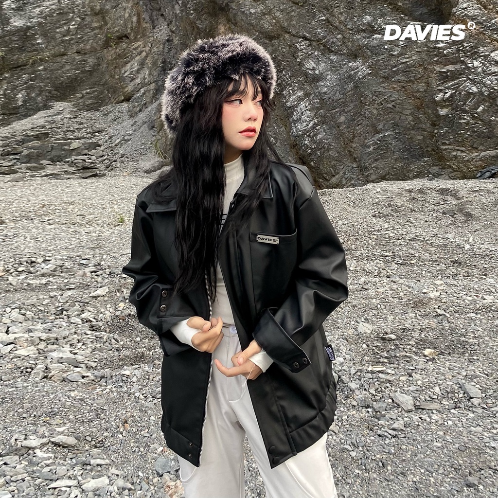 Áo khoác da nữ form rộng tag inox Oversized Leather Jacket local brand DAVIES| D15-AK35