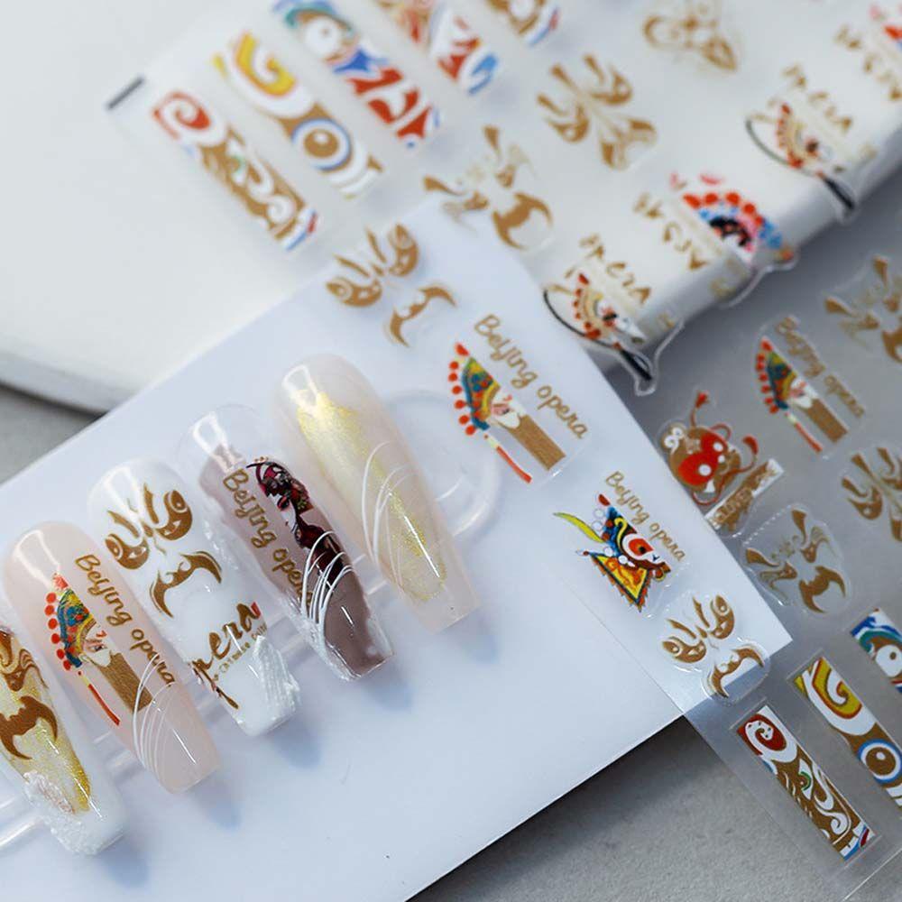 OCEANMAP Miếng Dán Trang Trí Móng Tay Tự Dính Họa Tiết Hoa / Bướm / Trái Tim Kiểu Trung