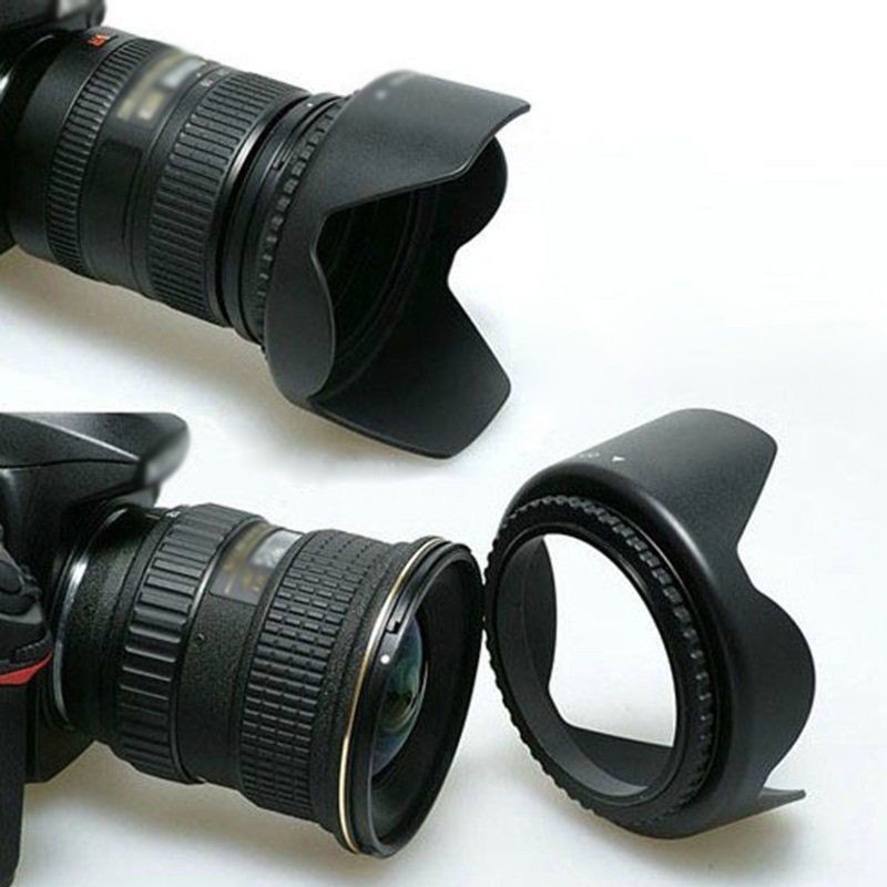 Loa Che Nắng &amp; Nắp Ống Kính Cho Máy Ảnh Canon Eos 400d 550d 600d 1100d Nikon D80