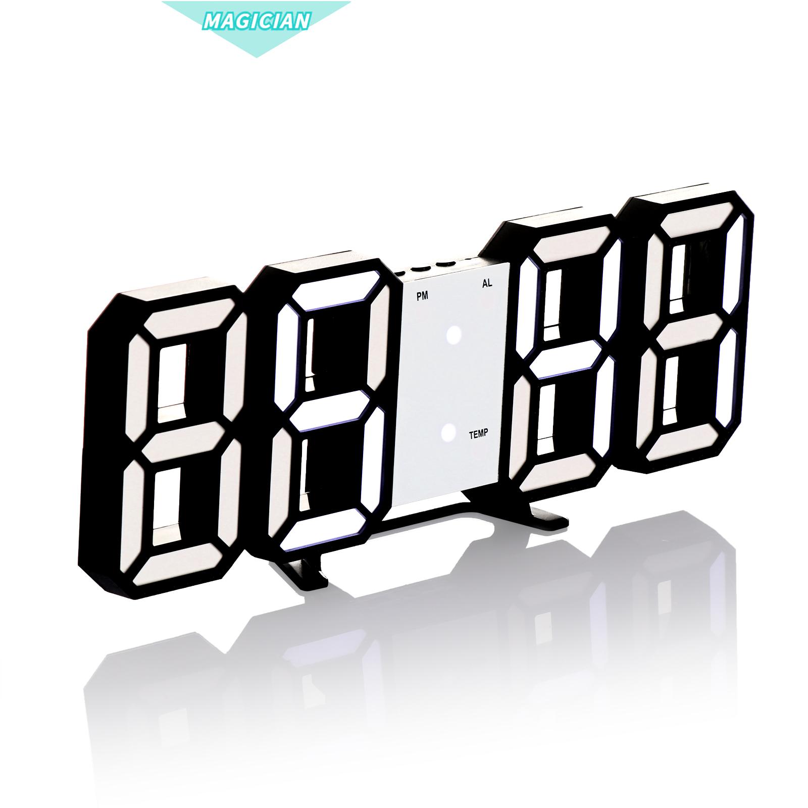 MAGIC USB charging Desktop or Wall-mounted Alarm Clock Date Bedrooms 3D Digital clock Temperature Modern Night Light LED Smart 3 Automatic Brightness Adjustment/Multicolor