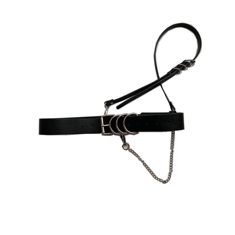 Thắt Lưng Phối Dây Xích Chéo Phong Cách Âu Mỹ Cá Tính