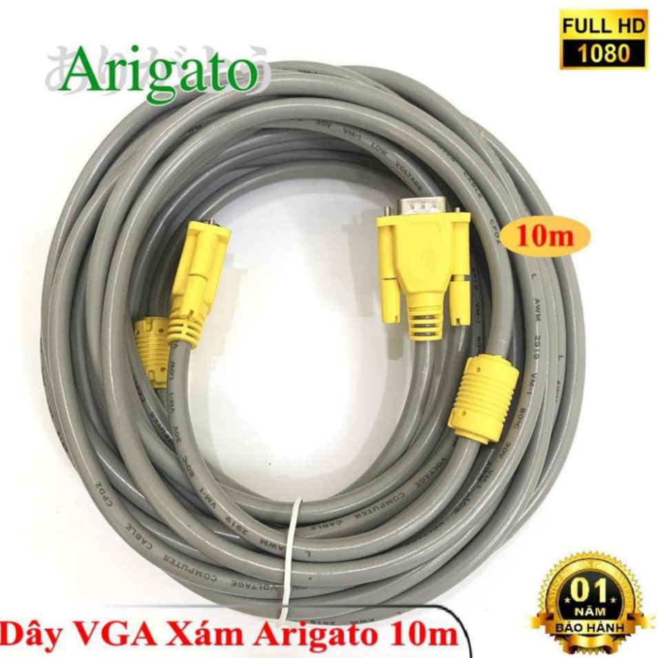 Dây VGA giá rẻ (Xả Kho) Dây VGA 10m Xám Arigato  ĐẢM BẢO CHẤT LƯỢNG Shop congngheso23
