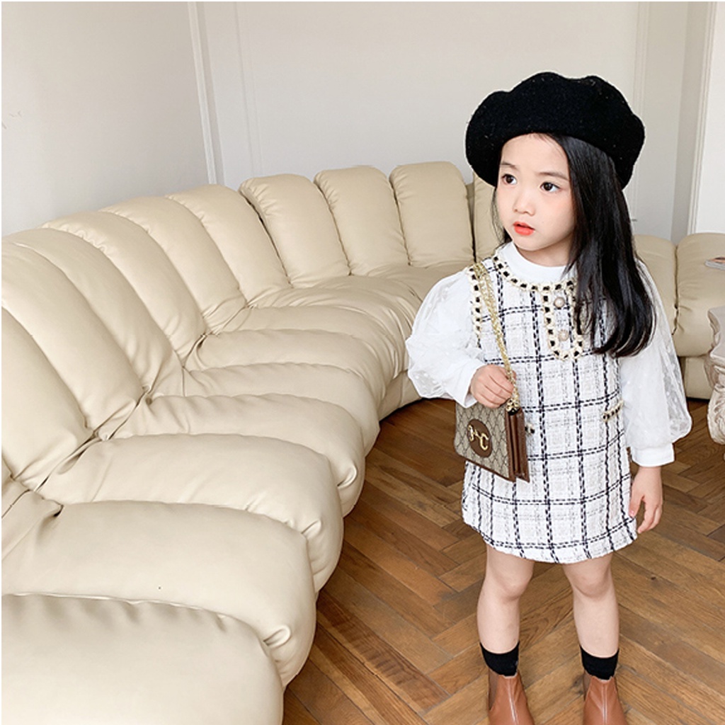 Bộ đầm và áo tay dài  phối lưới dễ thương thời trang cho trẻ em 0-5 tuổi