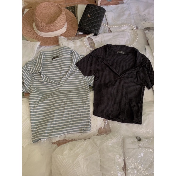 Áo Cổ Bẻ Tay Ngắn Đen Cực Xinh | BigBuy360 - bigbuy360.vn