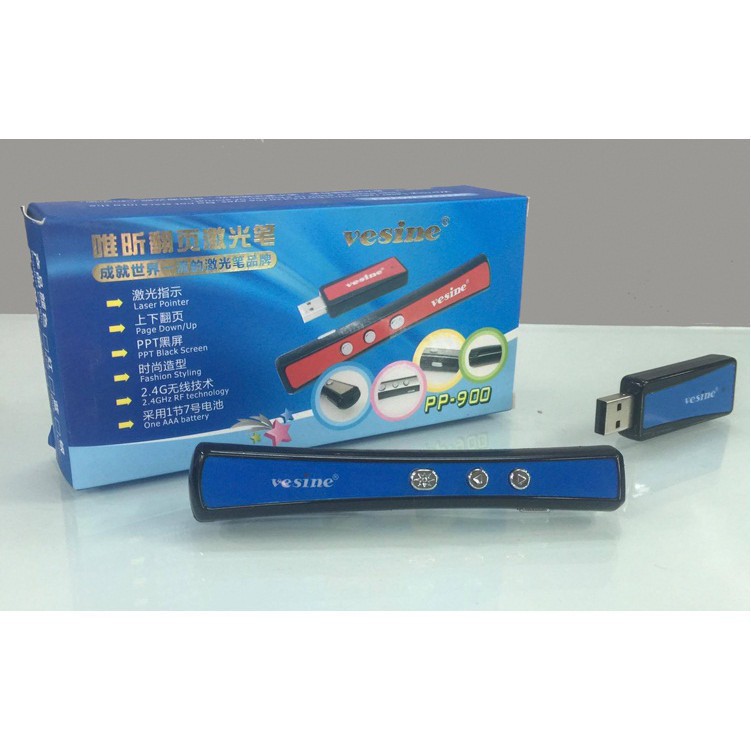 Bút trình chiếu Laser VESINE PP900 Hỗ Trợ Giảng Dạy Trình Chiếu Slide - kèm túi