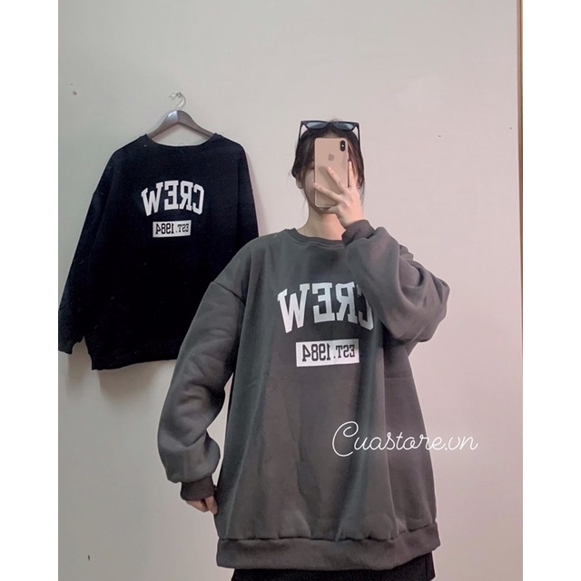 Áo sweater nỉ lót bông siêu dày dáng unisex