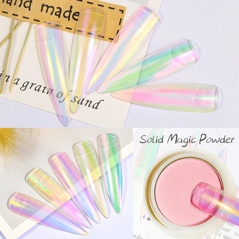 Monja Aurora Nail Powder Glitter Shiny Transparent Chameleon Pigment Dust Mermaid Mirror Chrome-plated Nail Decorations