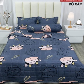 (4 món) chăn hè ga gối polycotton mẫu cây thông