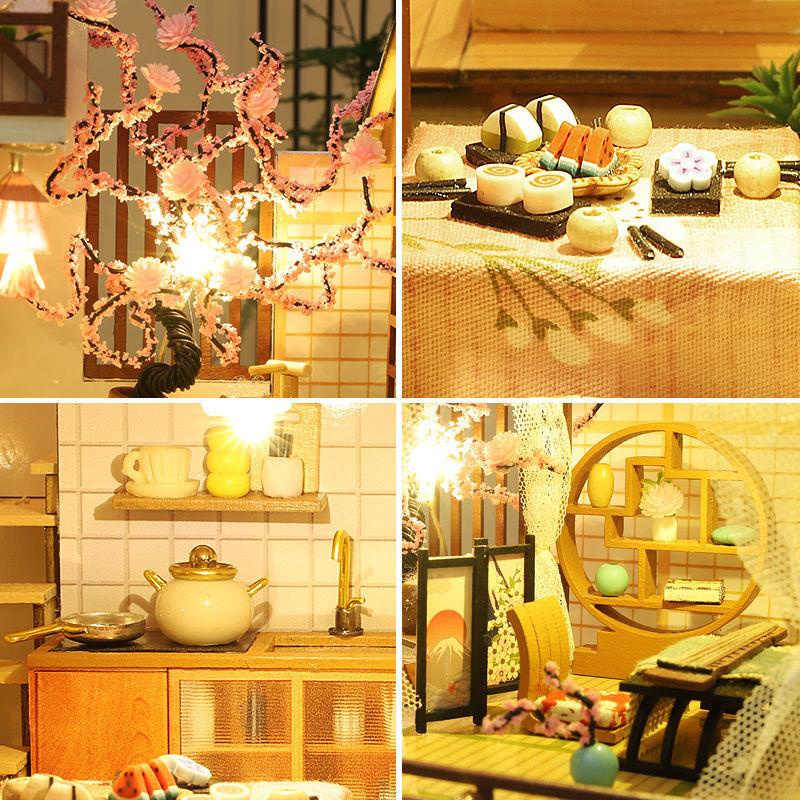 Mô hình phong cách Nhật Bản nhà tự làm thủ công biệt thự gác xép lớn phong cách cổ xưa giảm buồn chán quà sinh nhật cho