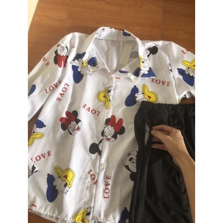 SET ÁO SƠMI MICKEY QUẦN LEGGING