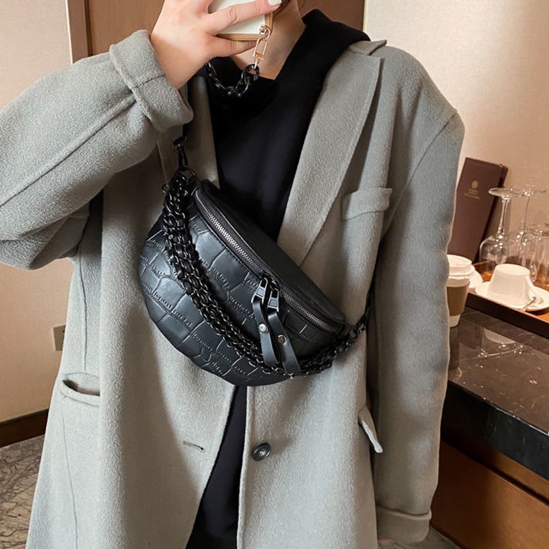 Túi xách IELGY đeo chéo vai dây xích bản rộng kết cấu cao cấp phối thoải mái