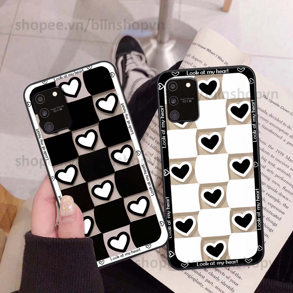 Ốp Samsung S10 Lite caro trái tim nhiều màu sắc, đầy cá tính, khẳng định phong cách