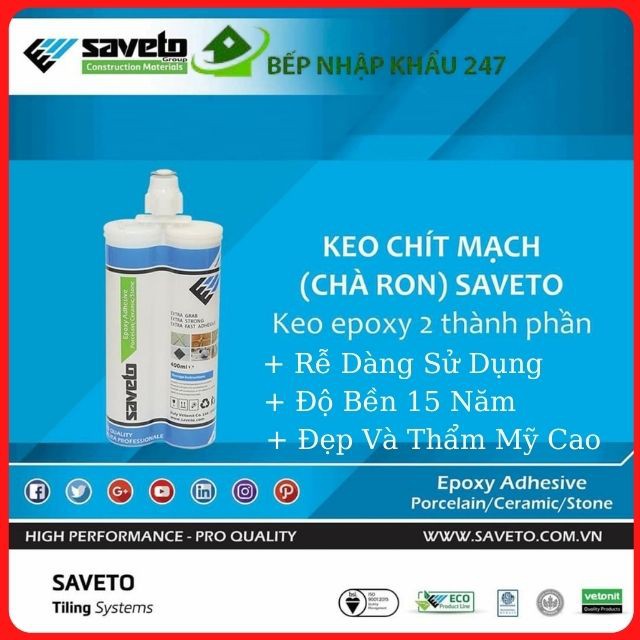 Keo chít mạch chống thấm Saveto - Keo Kèo chà ron Saveto - Keo chít mạch không phai màu - Keo chít mạch không rêu mốc