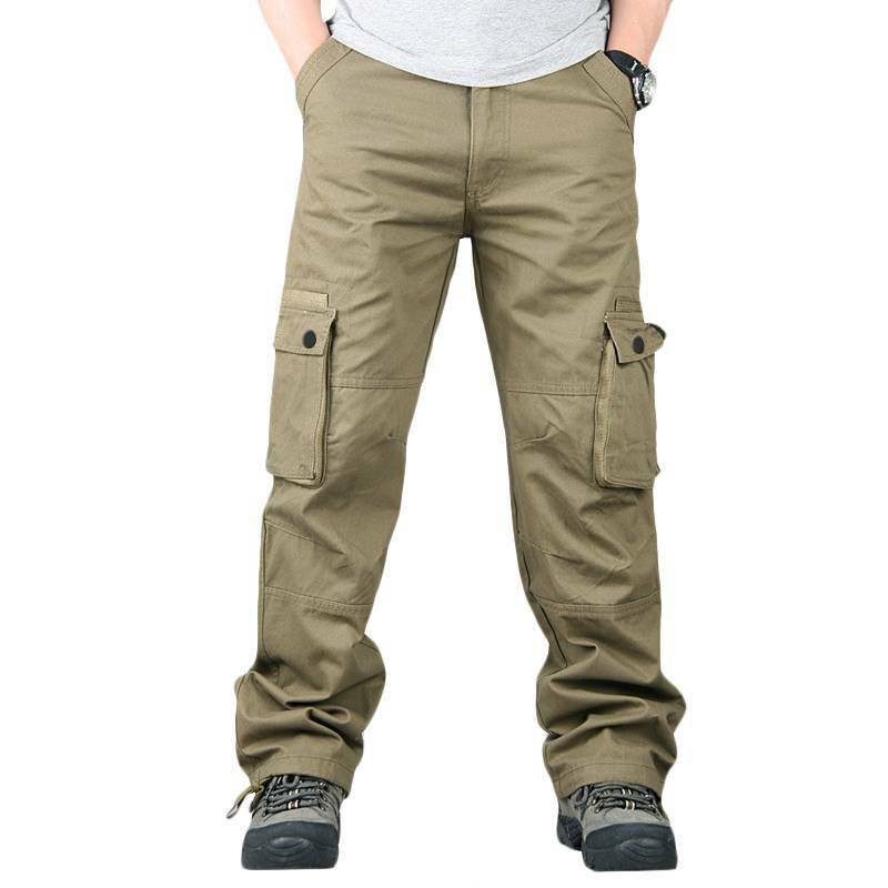 Mens Cargo Pants Loose Plain Tactical Pro Patrol Combat Forces Work Plus Size thun ngắn tay