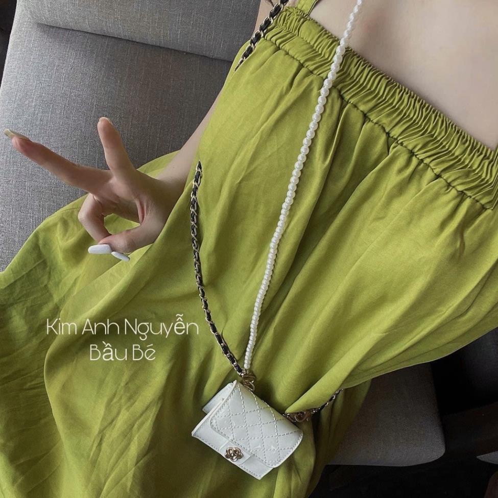 ĐẦM MAXI 2 DÂY XANH CỐM KÈM TUBAN ĐẦM SUÔNG THUNGH DÁNG DÀI