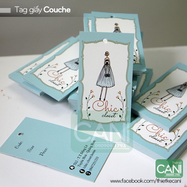 500c Tag tem giấy In theo yêu cầu  treo quần áo hình chữ nhật thẻ treo CANI