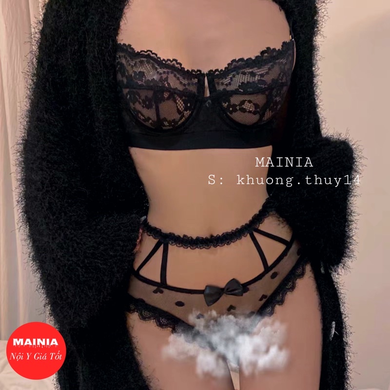 Quần Lót Ren Xuyên Thấu Hoạ Tiết Trái Tim Phối Dây Ngang Eo Siêu Sexy Gợi Cảm Mainia Shop